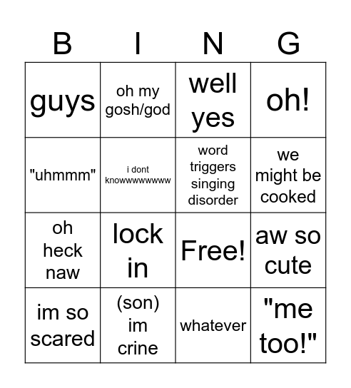 Mia Bingo Card