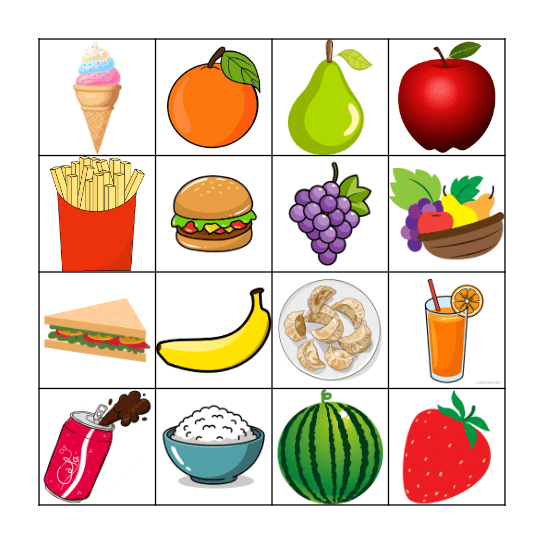 Food Bingo! Bingo Card