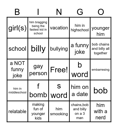 CHAINSFR Bingo Card