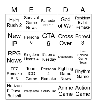 State of Gamer Bingo Card