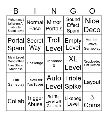 Recent Tab Bingo Card