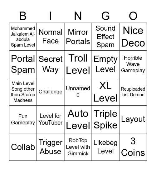 Recent Tab Bingo Card