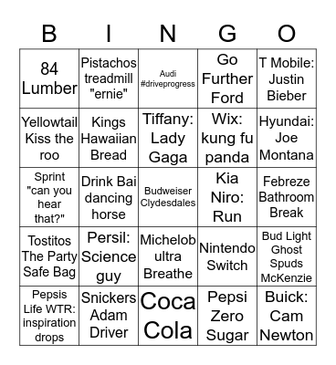 Superbowl LI Bingo Card