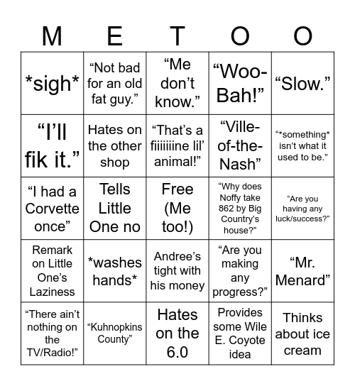 Nathan Boggess Bingo Card Bingo Card