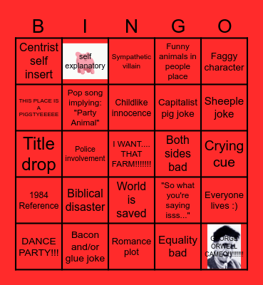 Animal Farm (2026) Bingo Card