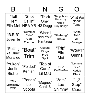 CULTURE BINGO Card
