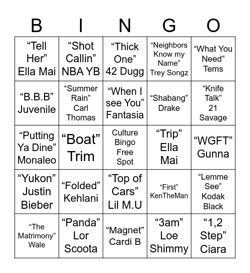 CULTURE BINGO Card