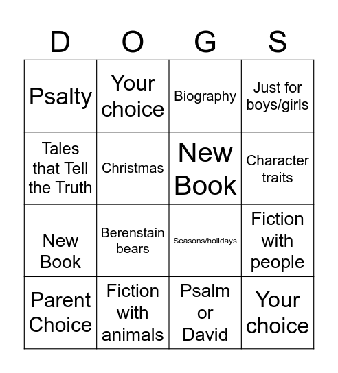 DOGS Bingo Card