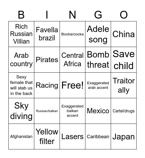 JIhi 007 Bingo Card