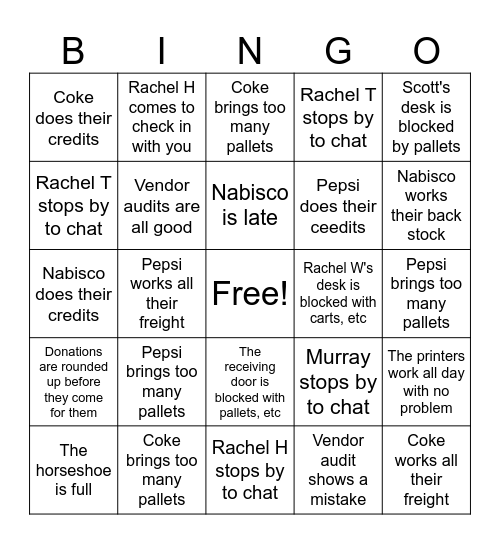 Receiving Bingo Card