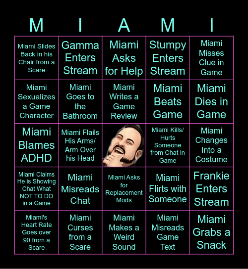 Miami-O Bingo Card
