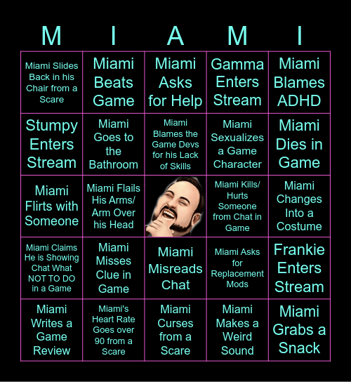 Miami-O Bingo Card