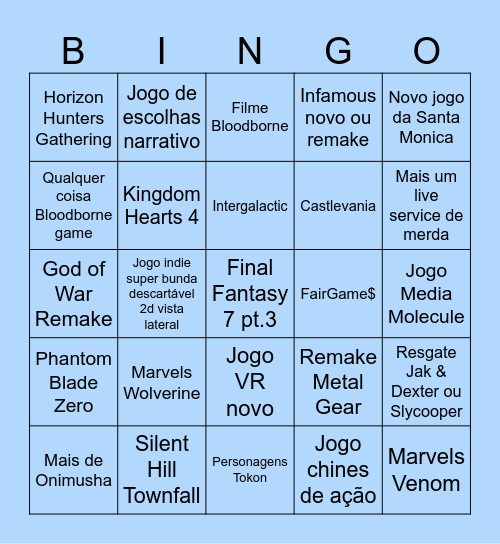 Playstation - 02/06 Bingo Card