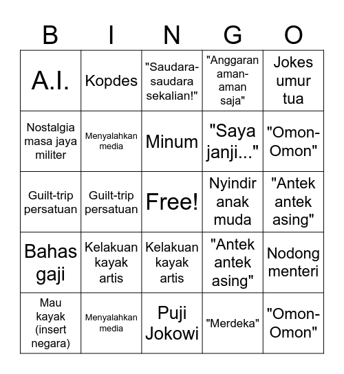 Pidato Prabowo 1 Juni 2026 Bingo Card