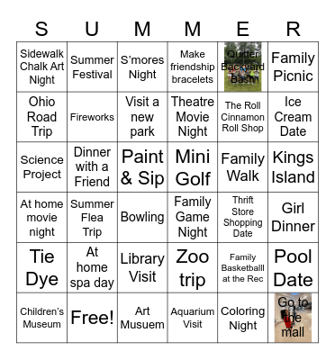 Quitter Summer BINGO Card