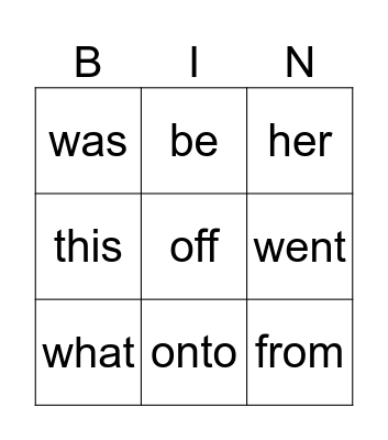 Heart Word Bingo - Level 2 Bingo Card