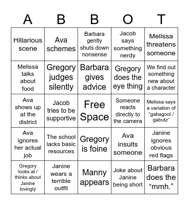 Abbott Elementary Bingo Card