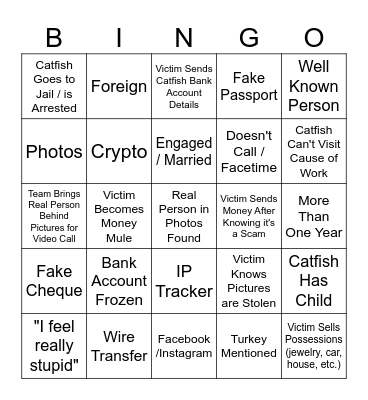 Catfished Bingo Card