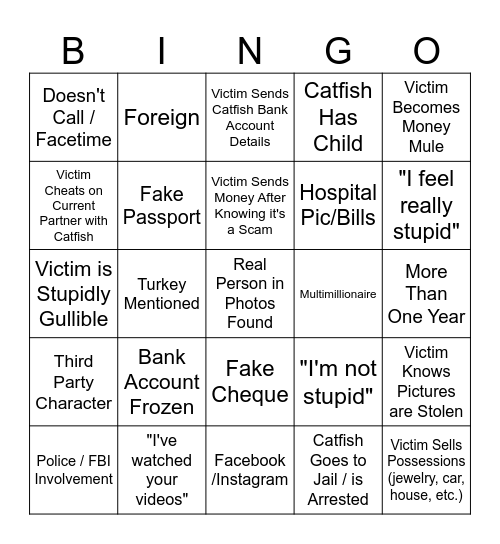 Catfished Bingo Card