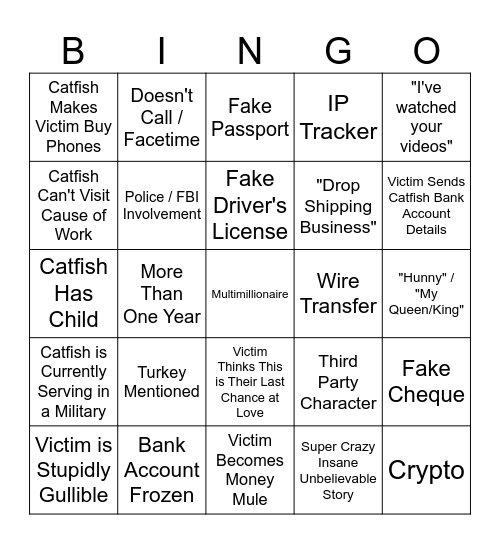 Catfished Bingo Card