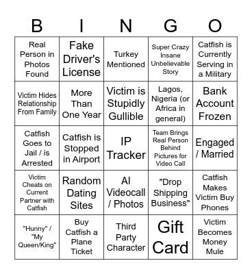 Catfished Bingo Card