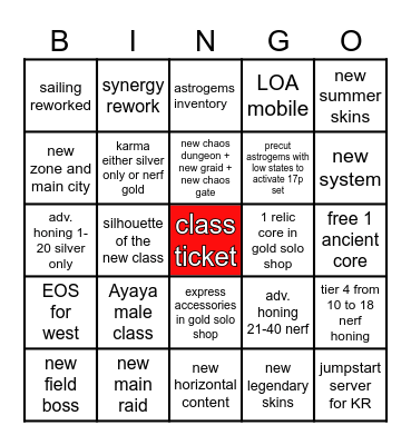 LOAON SUMMER 2026 Bingo Card