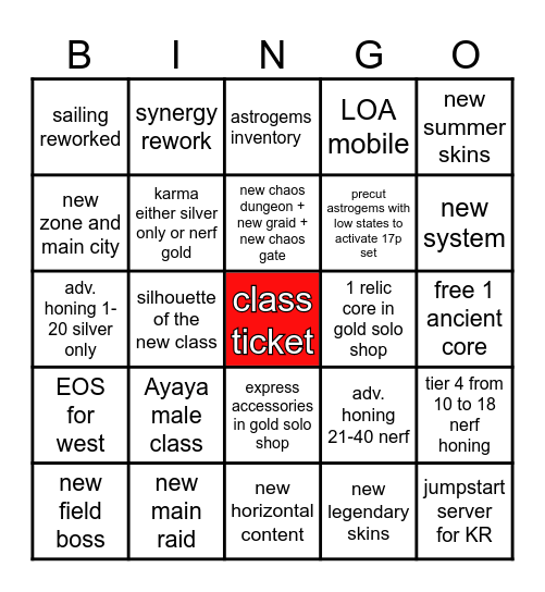 LOAON SUMMER 2026 Bingo Card