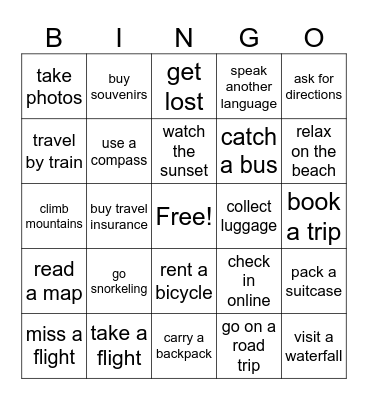 Travel Bingo Card