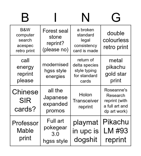 pokemon 30th Bingo Card