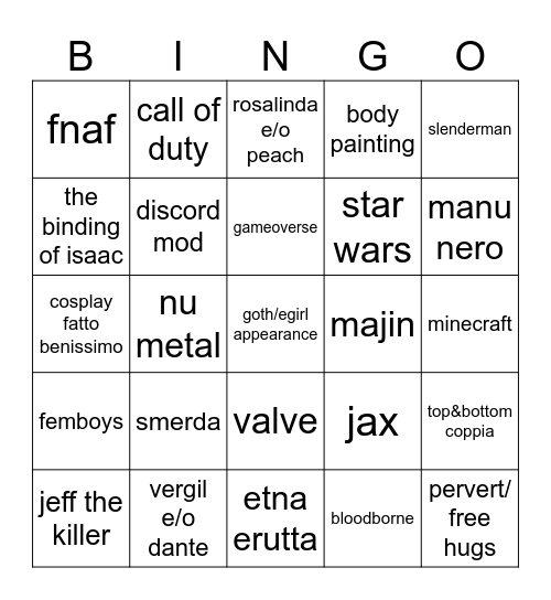 etna sborrics 2k26 Bingo Card