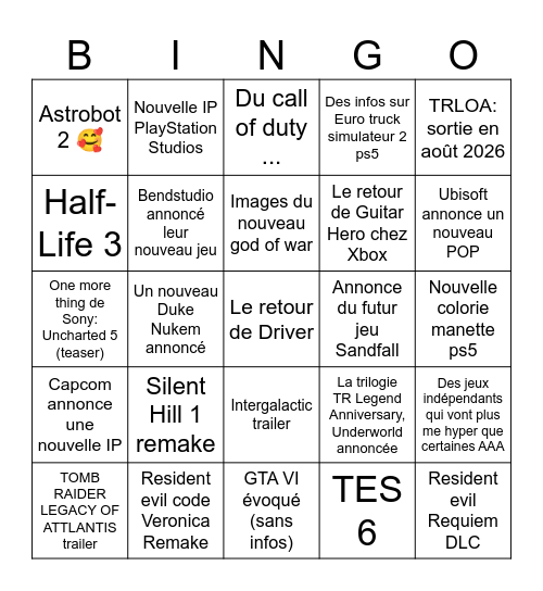 Conférences SOP SGF & XBOX Bingo Card