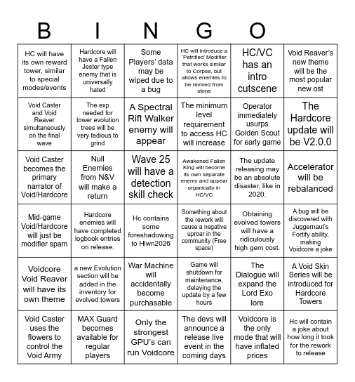 Hardcore Rework Bingo Card
