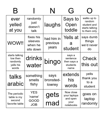 Mr. Ramy bingo!! Bingo Card