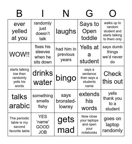 Mr. Ramy bingo!! Bingo Card