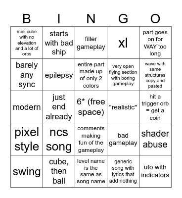 2.2 generic level bingo Card