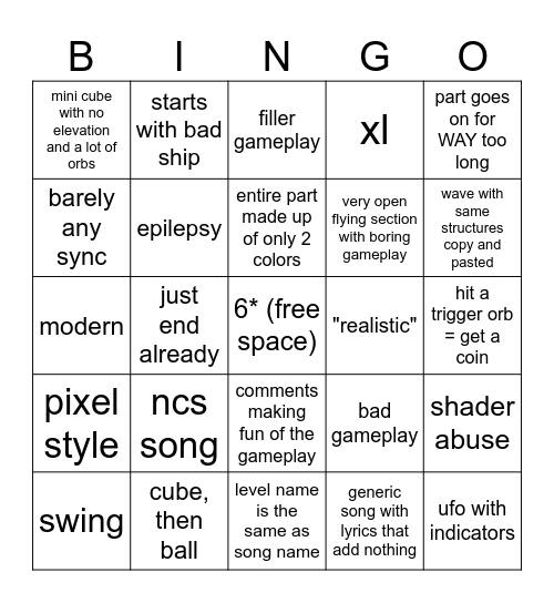 2.2 generic level bingo Card