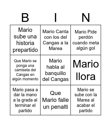 Mario vuelve al gatañal Bingo Card