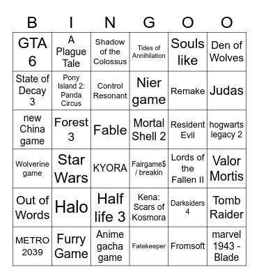 Bertram - Game Prediction Bingo Card