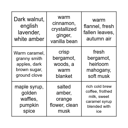 Fall candles Bingo Card