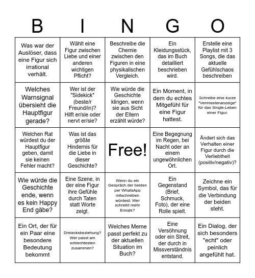 Herzschlag & Drama Bingo Card