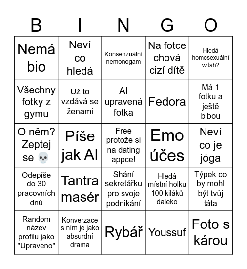 Jsi "vybíravá" žena Bingo Card