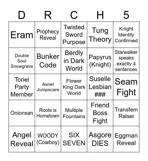 deltaron5 Bingo Card