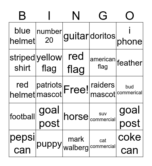 Superball Bingo Card