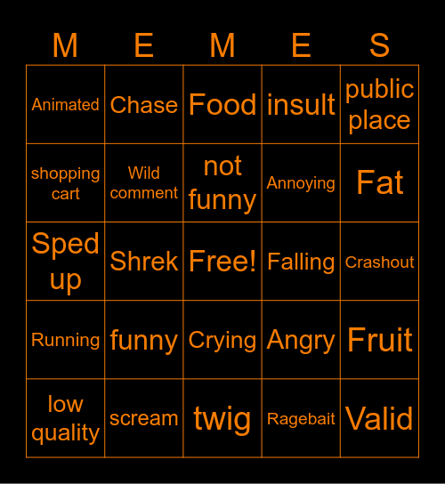 try not to laugh bingo Card