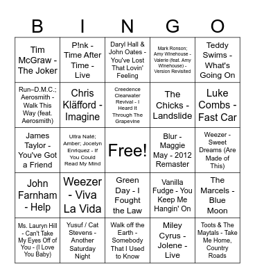 Covers Bingo Card