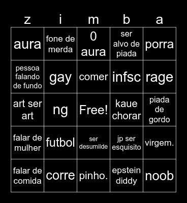 call merda Bingo Card