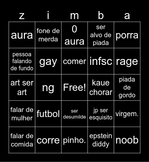 call merda Bingo Card