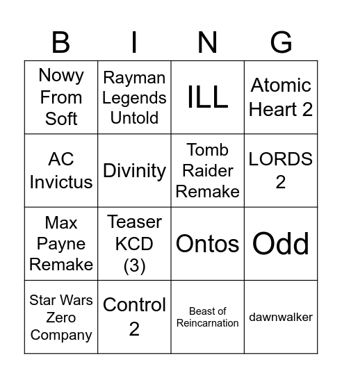 SUMMER GAME FEST Bingo Card