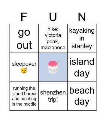 summer 26 Bingo Card