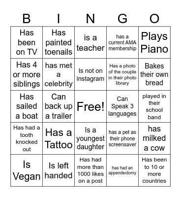 Find Someone Who: Bingo Card